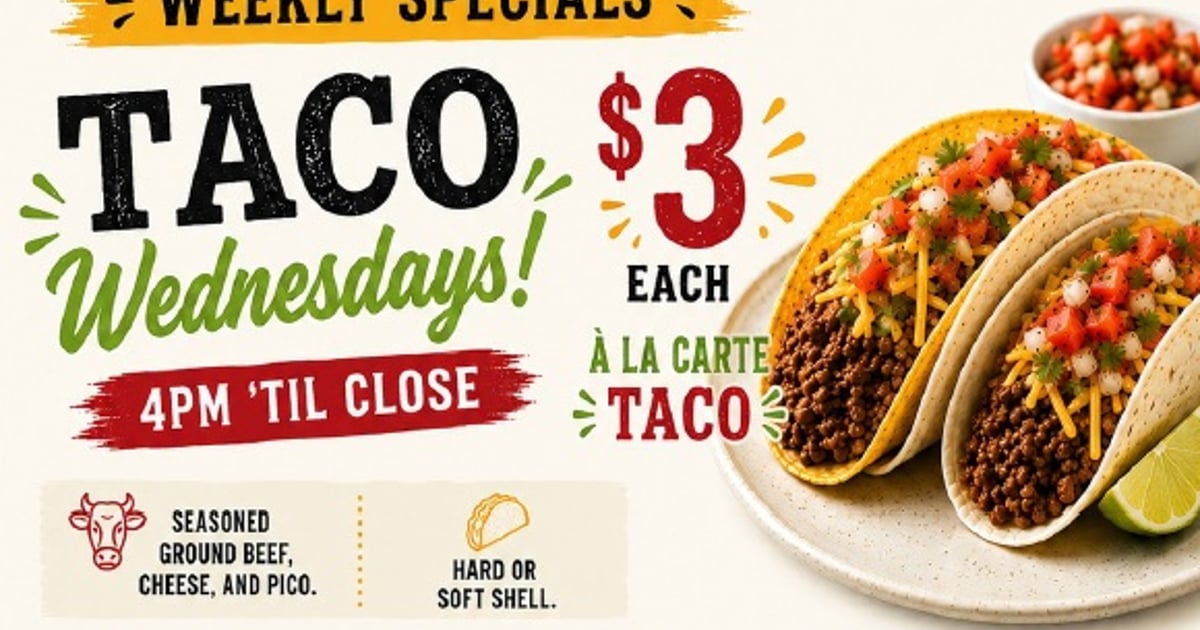 Taco Wednesday - 4pm 'til close - McGraff's American Grill