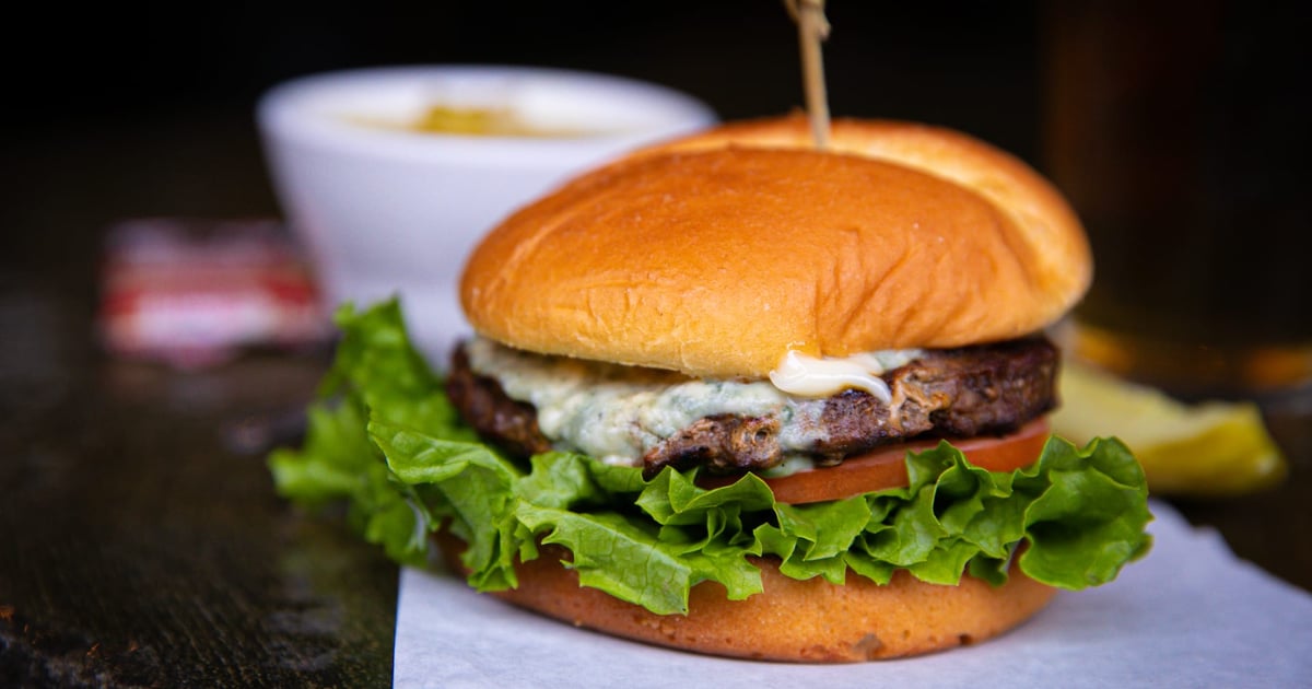 Bleu Cheese Burger Menu Charlie's Bar & Grill Sports Bar in