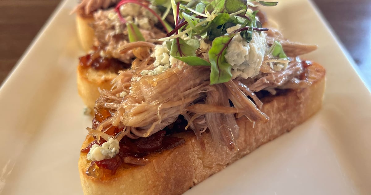 Pork Bruschetta (Seasonal) Menu Scratch Kitchen by Ghostface Brewing Brewpub in