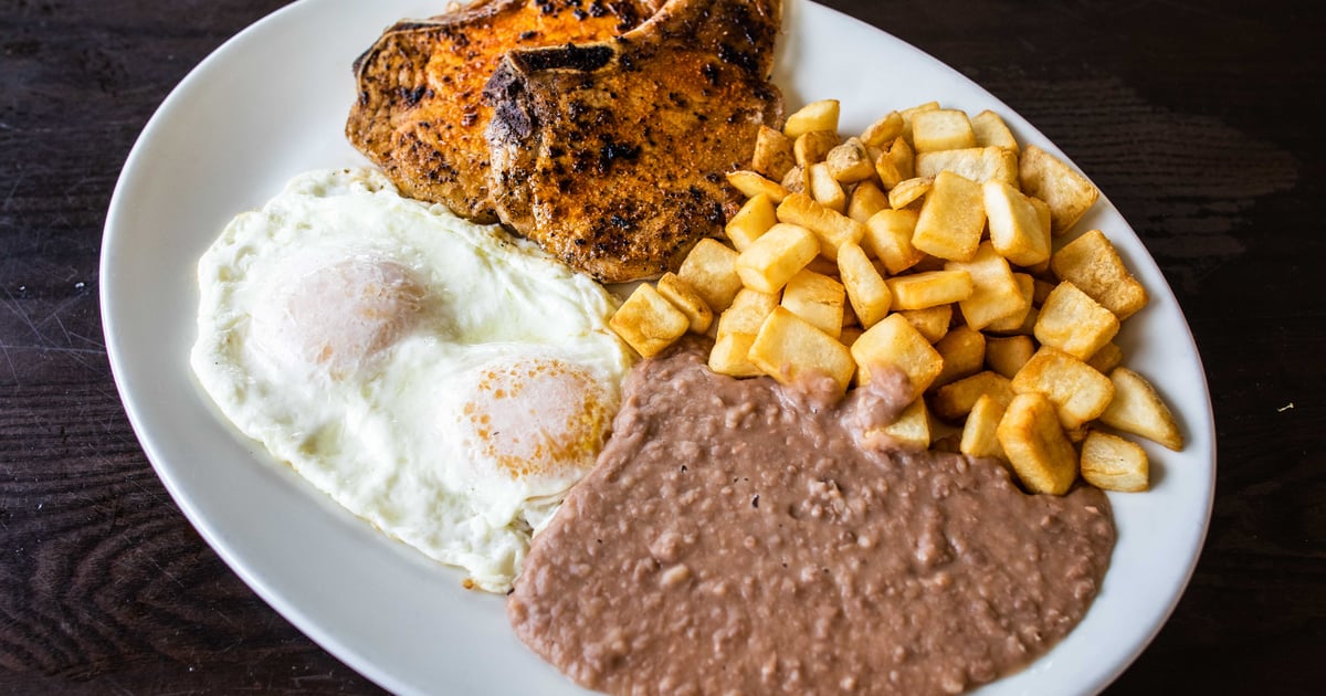 Pork Chops and Eggs Breakfast Dos Salsas TexMex