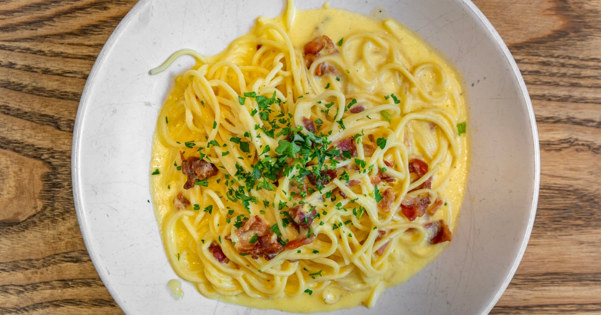 Pasta Carbonara Pancetta - Main Menu - Pizza Pasta Bar-Restaurant at Pike  Place Market, Seattle, WA