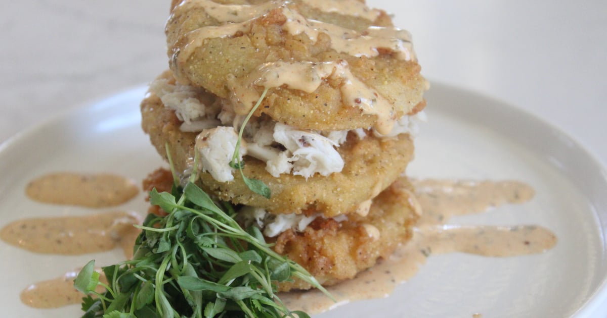 Fried Green Tomato + Crab Stack - Millhouse Kitchen + Bar - Fine Dining ...