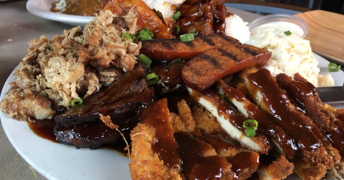 Mixed Plate 16.75 Lunch and Dinner Hapa J's Hawaiian Restaurant