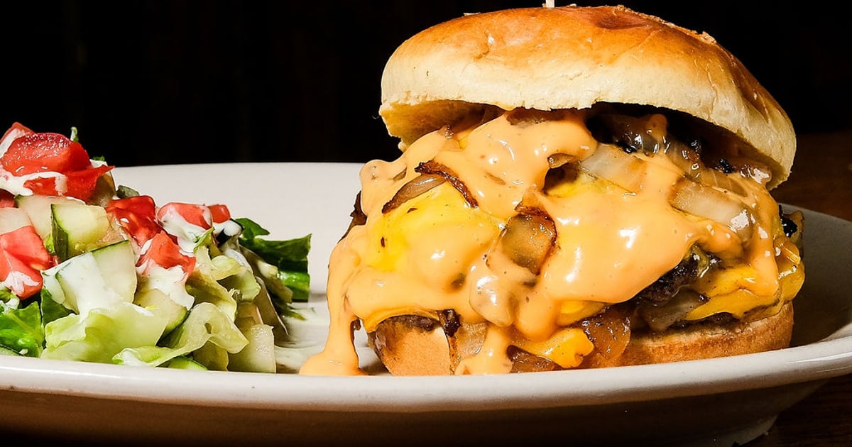 London Bus Burger Food Iron Horse Tavern Tavern in Norcross, GA