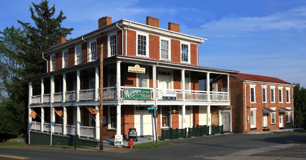 Front facade of The Lafayette Inn on Main Street, Stanardsville, Virginia