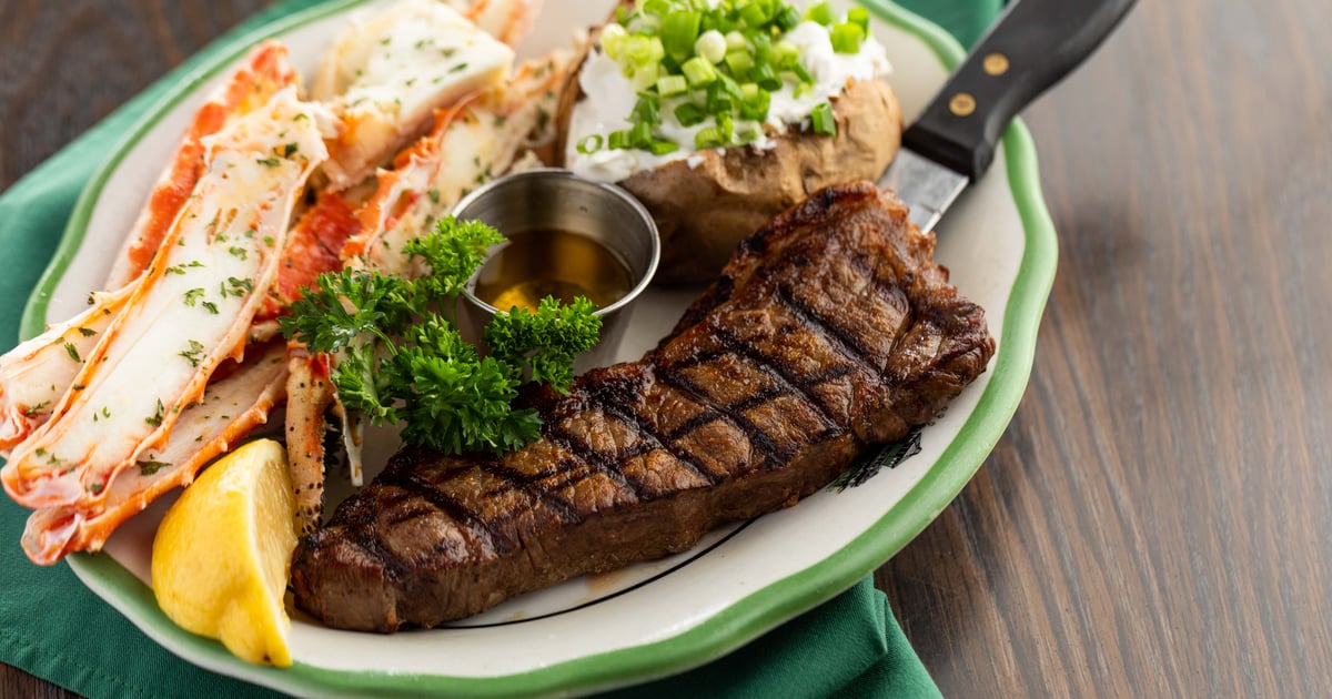 NY Steak & Alaskan Crab Legs Dinner Menu Old Tony's