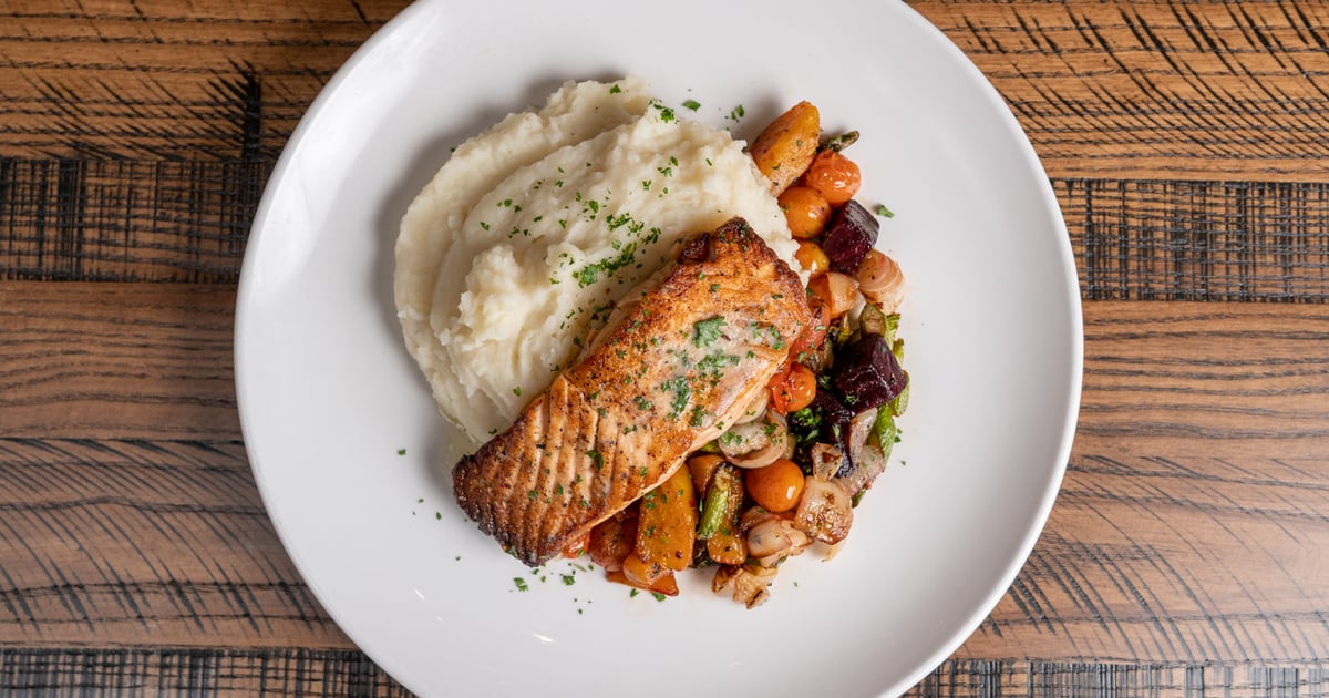 Pan Seared Salmon* Lunch & Dinner Menu Stone Werks Big Rock Grille