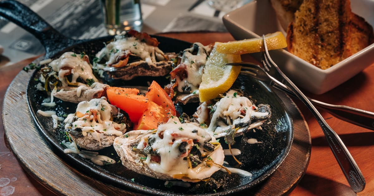 Oysters Rockefeller Greek's 85 Social Hour Greek Bros. Oyster Bar