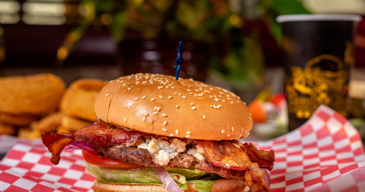 Blue Cheese Bacon Burger Menu Paul's Place Fast Food Restaurant in CA