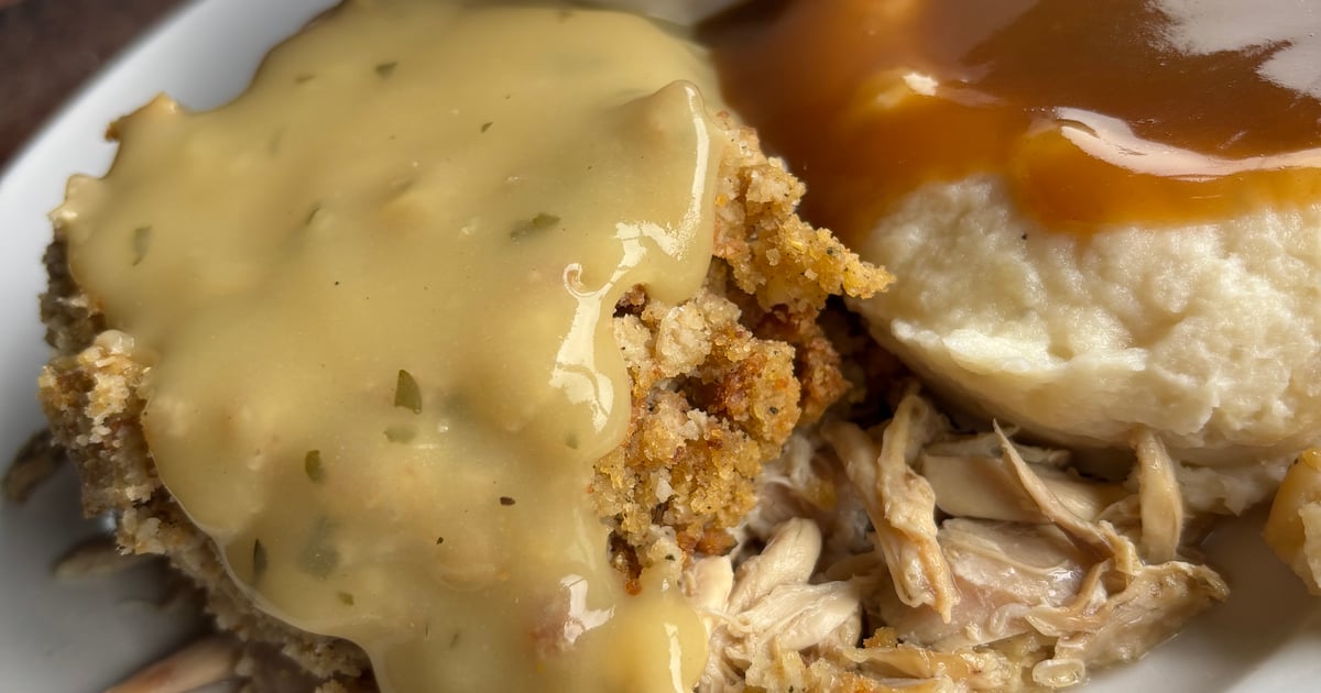 chicken and dressing dinner My Grandmother's Chicken & Dressing Meals With Mel