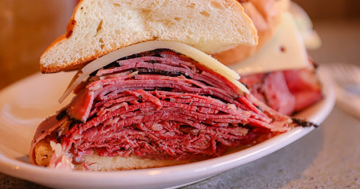 9. Corned beef, pastrami, Swiss cheese Lunch Manhattan in the