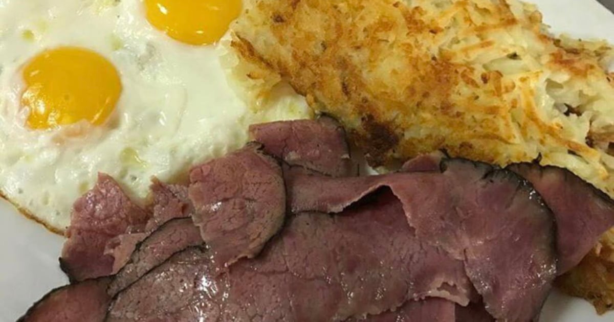 Corned beef or pastrami & eggs Breakfast Manhattan in the Desert American Restaurant in