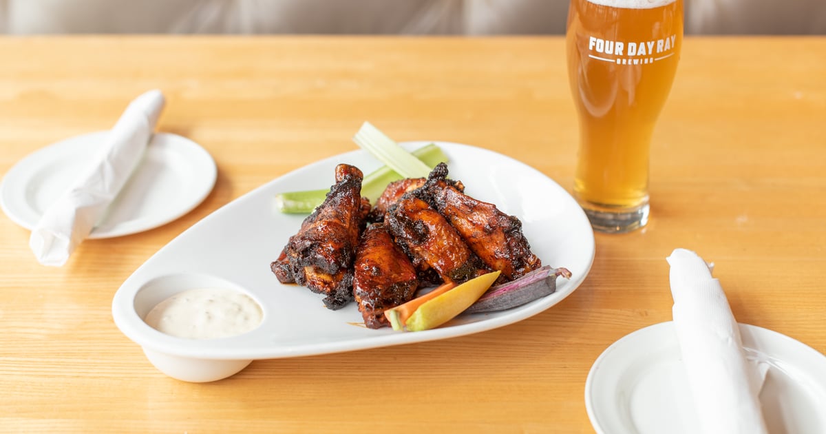 Smoked Then Fried Wings Carry Out Menu Four Day Ray Brewing