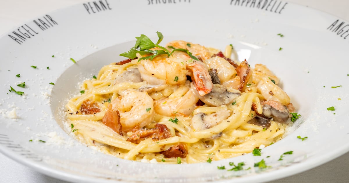 Spaghetti Carbonara & Shrimp Dinner Anna's Greek Restaurant