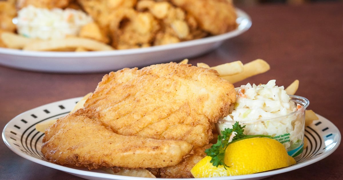 Fried Atlantic Haddock Platter Main Menu Seafood Sam's, Cape Cod, MA