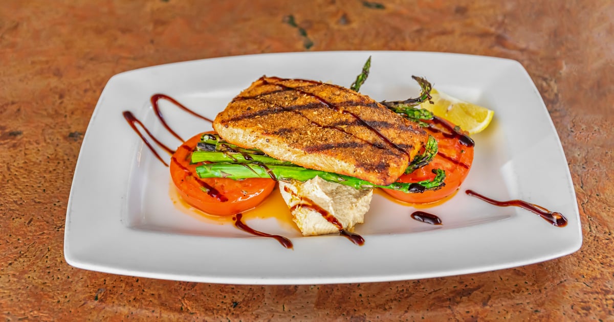 CORIANDER CRUSTED ATLANTIC SALMON* Manchester Milford Menu