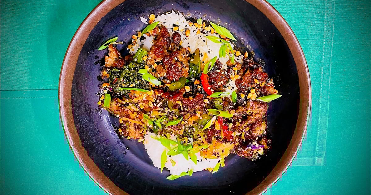 Szechuan Pork Rice Bowl - Food - Max&amp;#39;s South Seas Hideaway