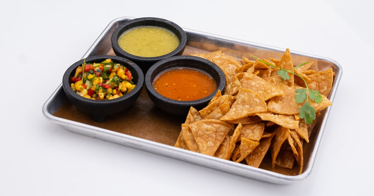 Chips and 3 Salsas Food Moe's Cantina Mexican Restaurant in IL