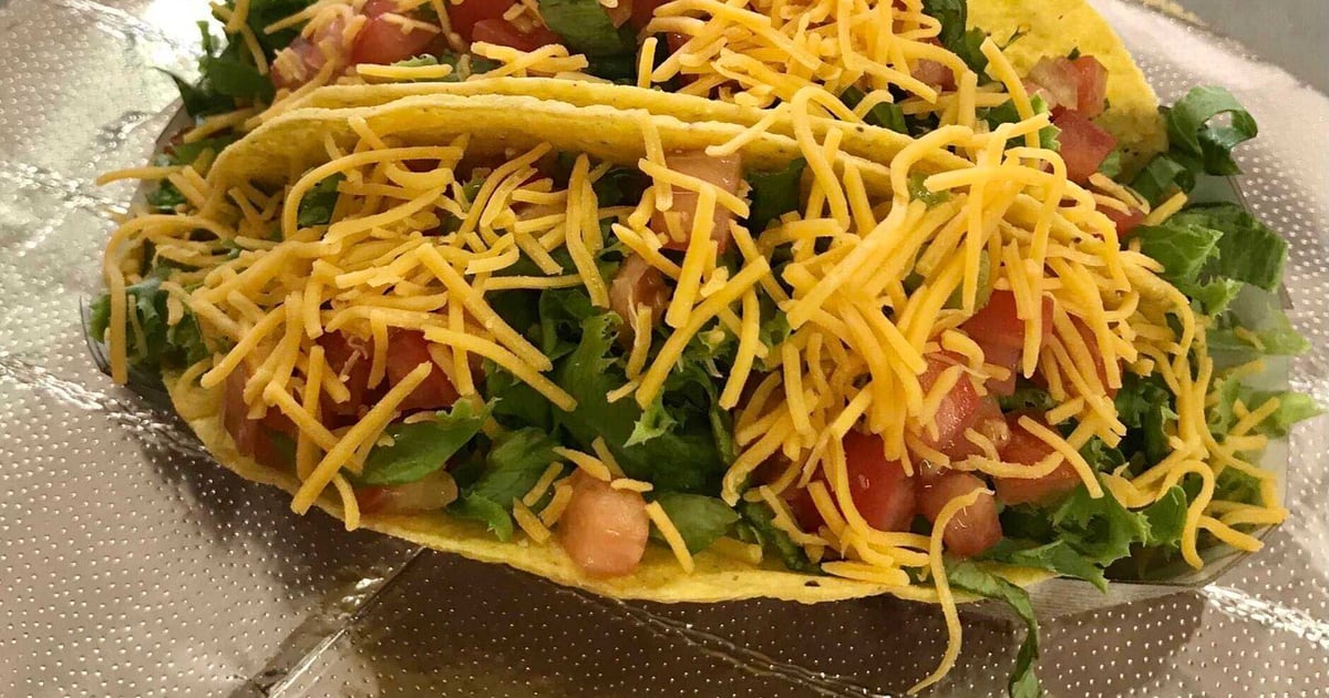 13. 2 Tacos Ground Beef, Lettuce, Tomato, Cheese and Green Chile