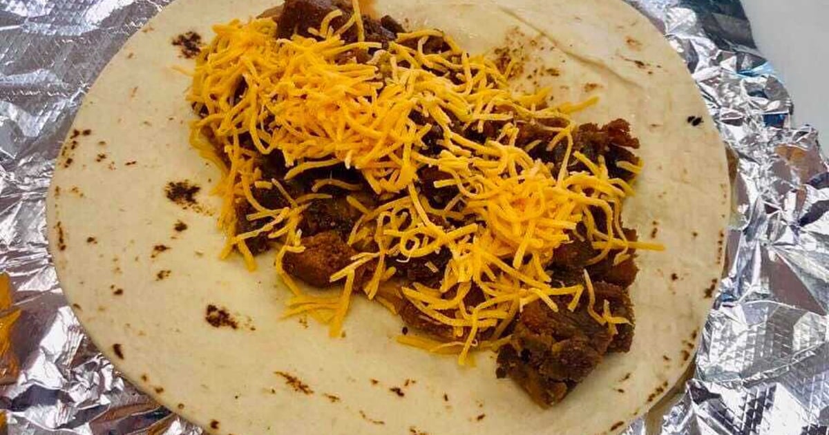 4. Chicharrones, Beans, Cheese and Green Chile Menu Burritos