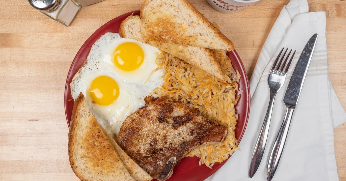 Pork Chop & Eggs Breakfast Menu Mary's Grill American Restaurant