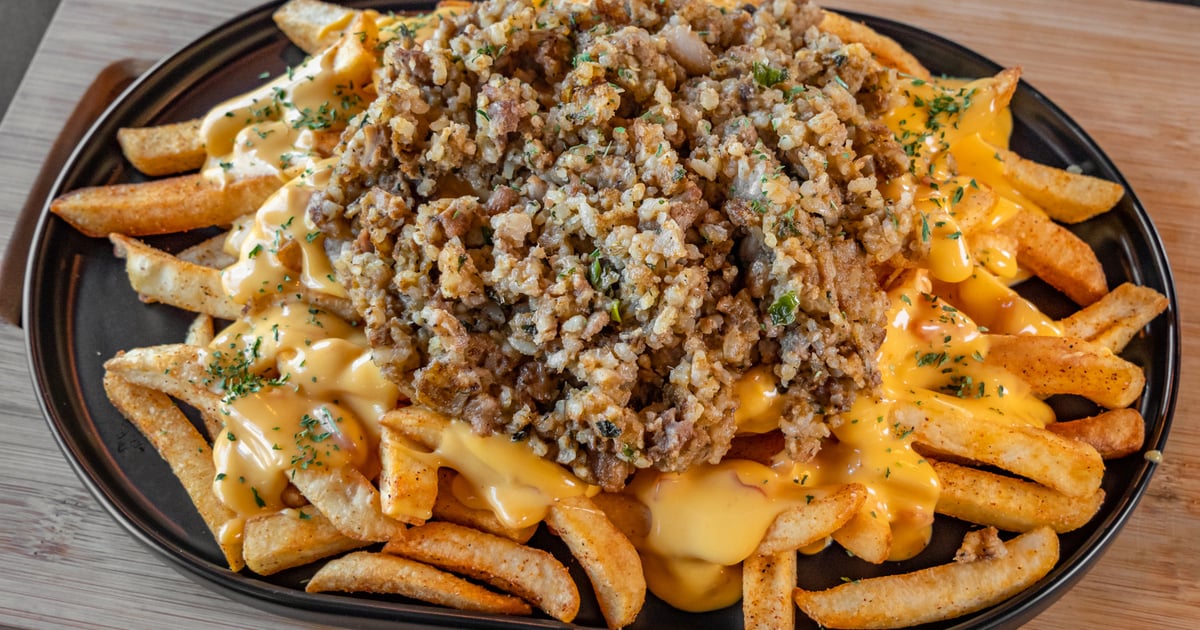 Boudin Cheese Fries LG Food LA Burgers & Daiquiris