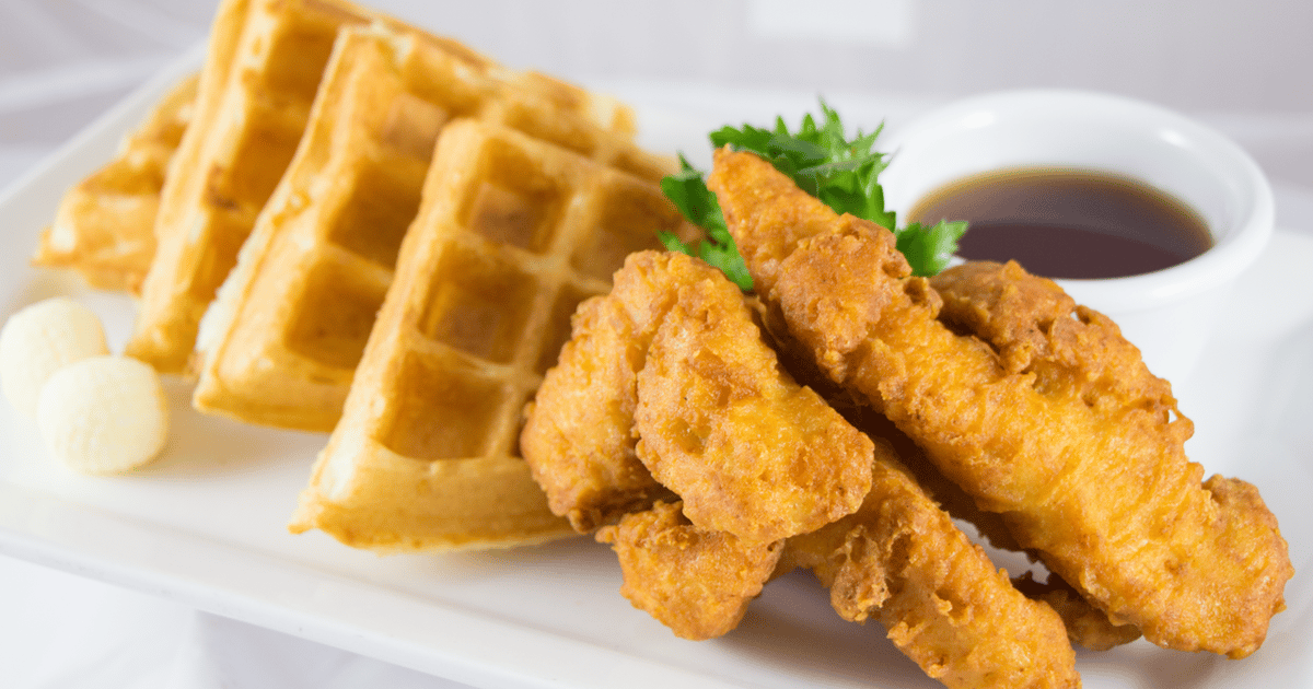 FRIED CHICKEN & WAFFLES Breakfast Little Angies Diner in Hemet, CA