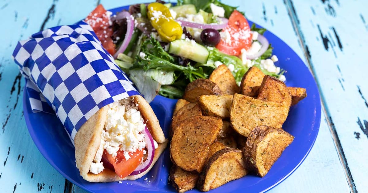 Feta Wrap Plate Menu Grecian Gyro Traditional Greek Restaurant in