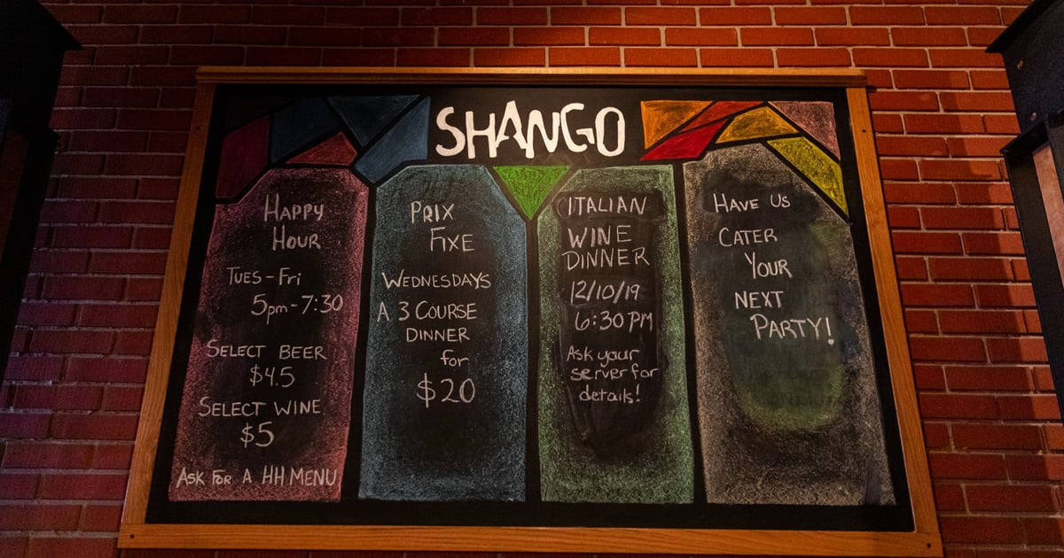 Menu Shango Bistro and Wine Bar Creole Restaurant in Buffalo, NY