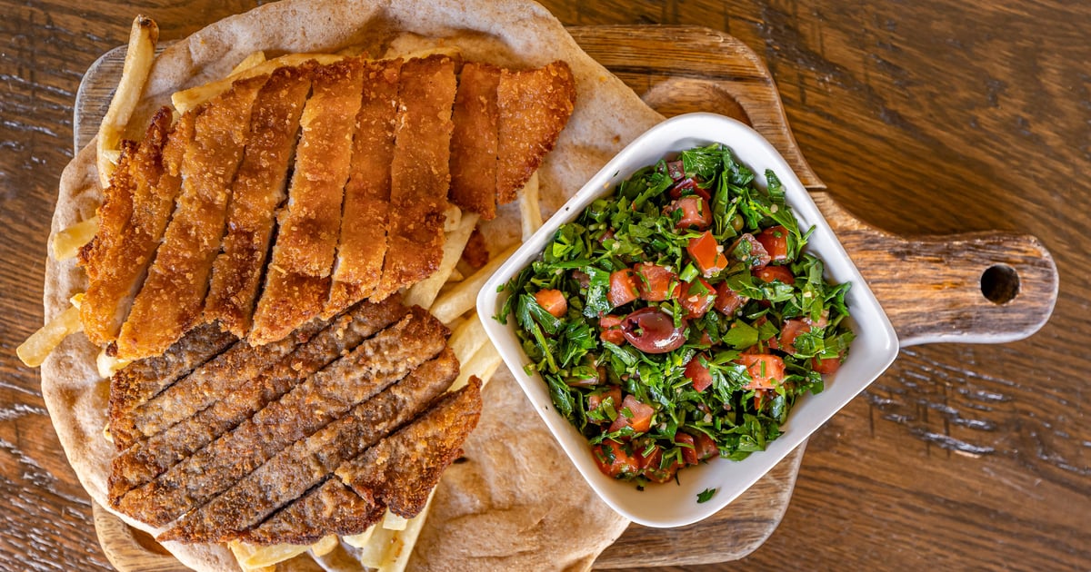Half Veal Half Chicken Scallop Plate - Zad Mediterranean Cuisine