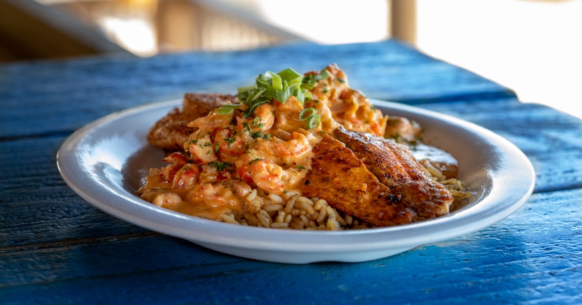 Bronzed Red Fish Restaurant Eaton's Beach Sandbar & Grill American Restaurant in Weirsdale, FL