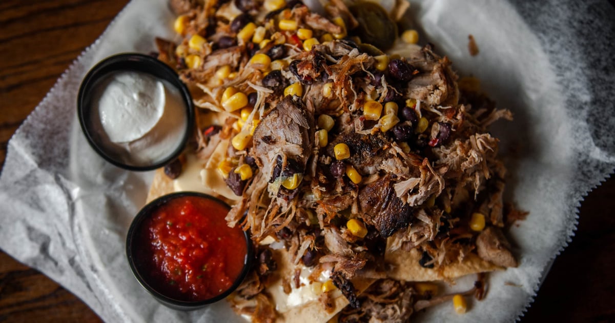 BBQ Brisket Nachos Menu Universal Joint Decatur Bar & Grill in