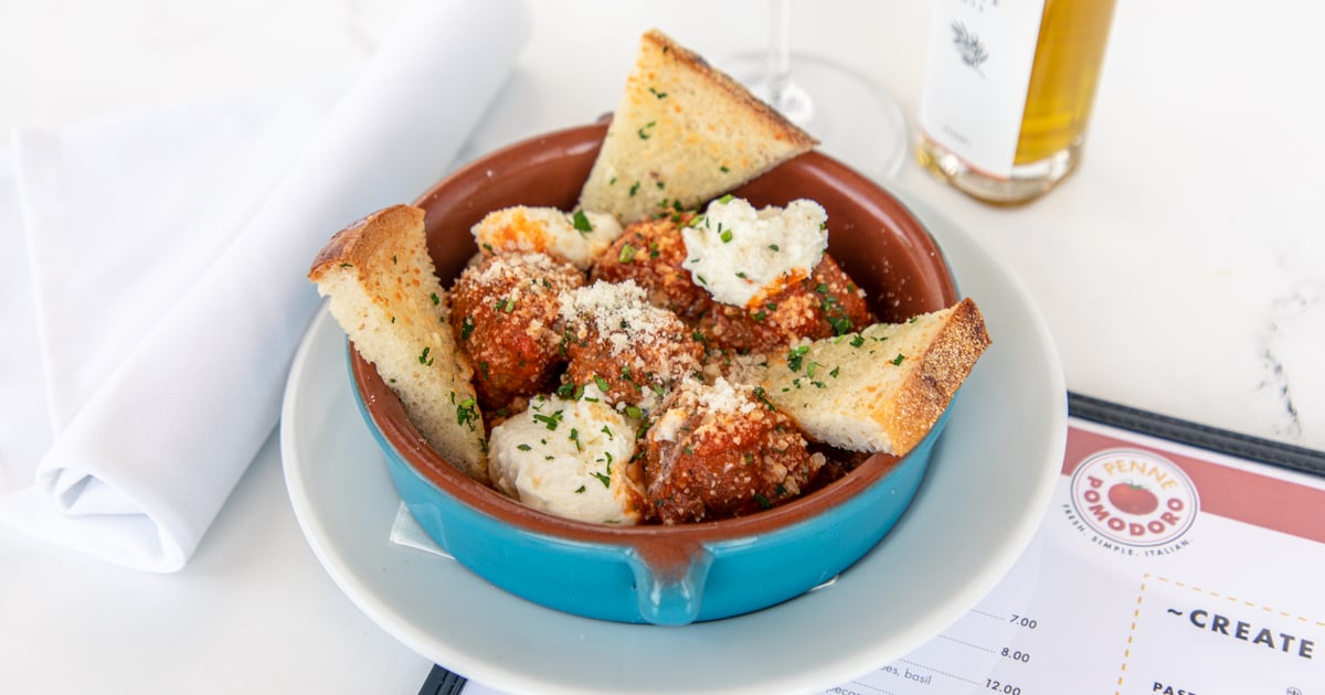 Meatballs Marinara Menu Penne Pomodoro Italian Restaurant in TX