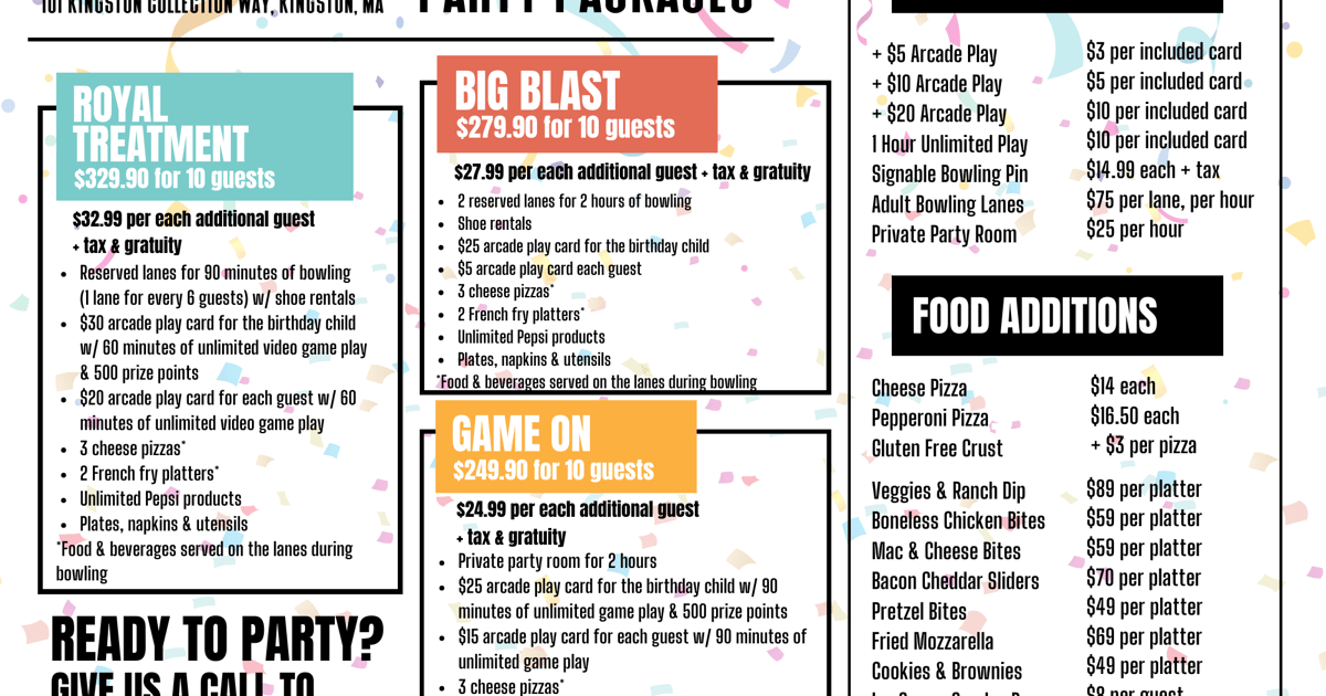 Kingston Birthday Packages Happy Birthday Packages PiNZ Bowl