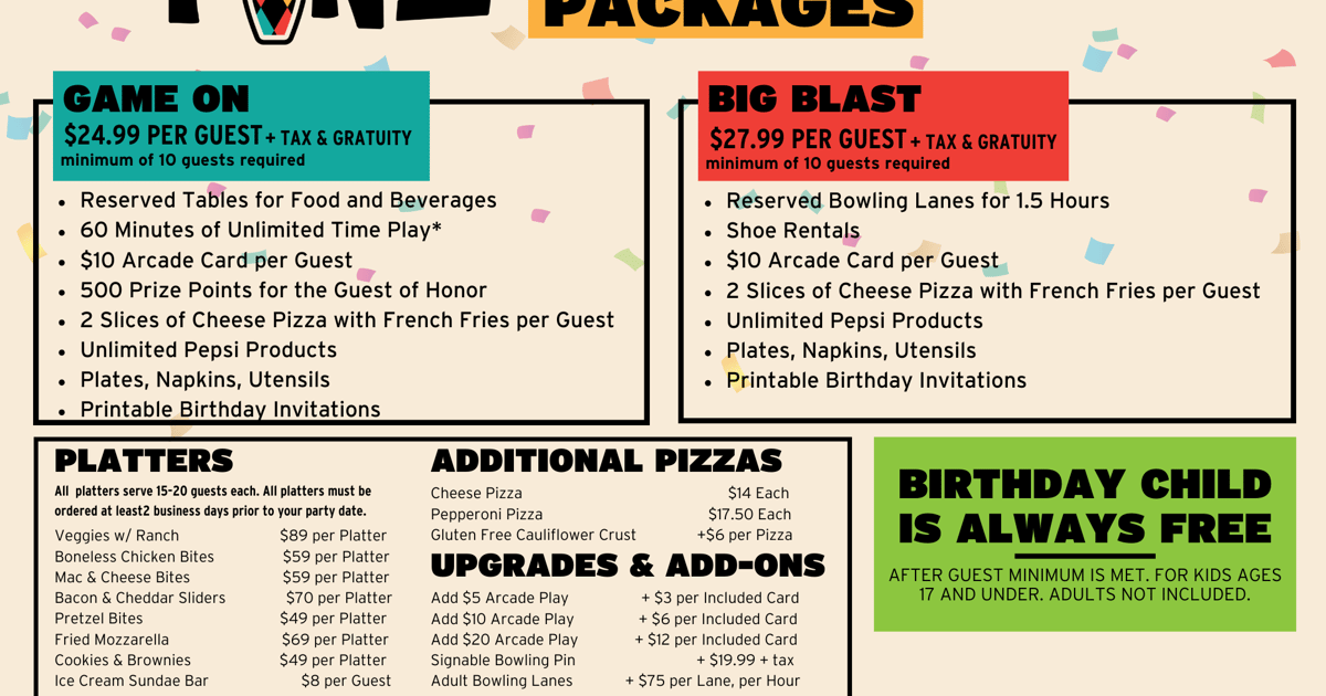 Hadley Birthday Packages Happy Birthday Packages PiNZ Bowl