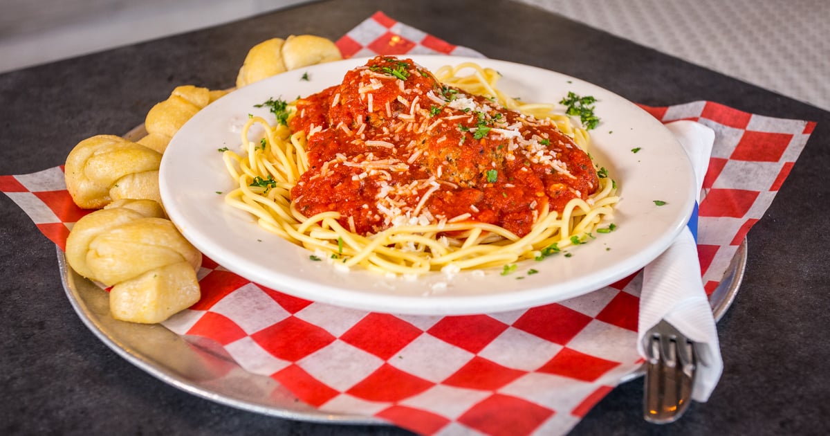 Spaghetti with Meatballs Pasta Johnny's New York Pizza Pizza