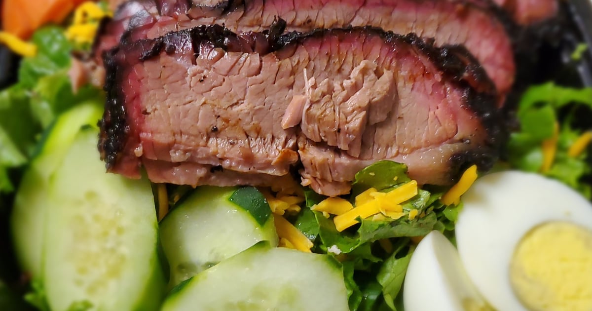Smoked Brisket Salad Food Rays Real Pit BBQ Shack Barbecue Restaurant in Houston, TX