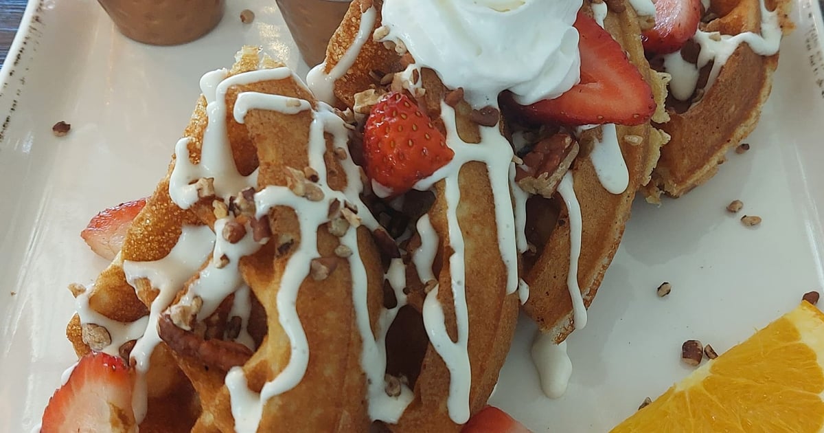 Strawberry Pecan Waffle Breakfast Perky Beans Coffee & PB Café