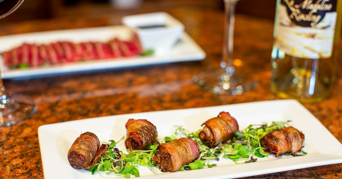 Bacon Wrapped Dates Dinner Menu The Cellar Door Wine Bar in