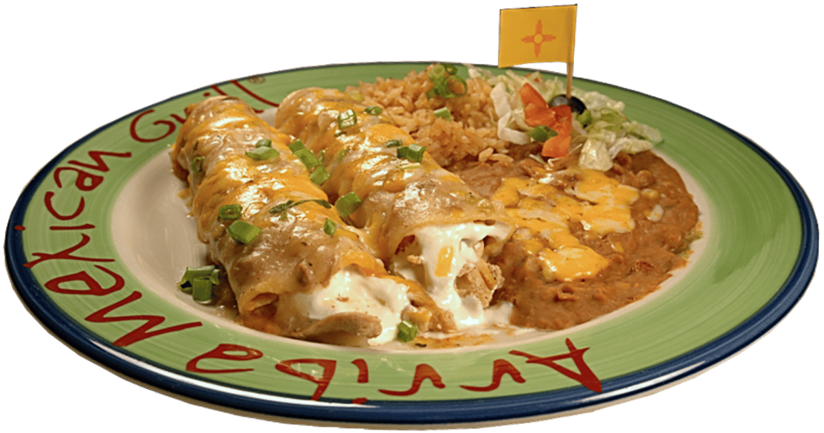 Pecos Sour Cream Enchiladas Dinner Menu Arriba Mexican Grill New