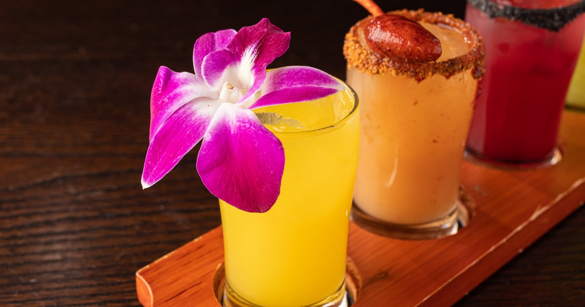 Margarita Flight Drink Menu Perla Azul Restaurant