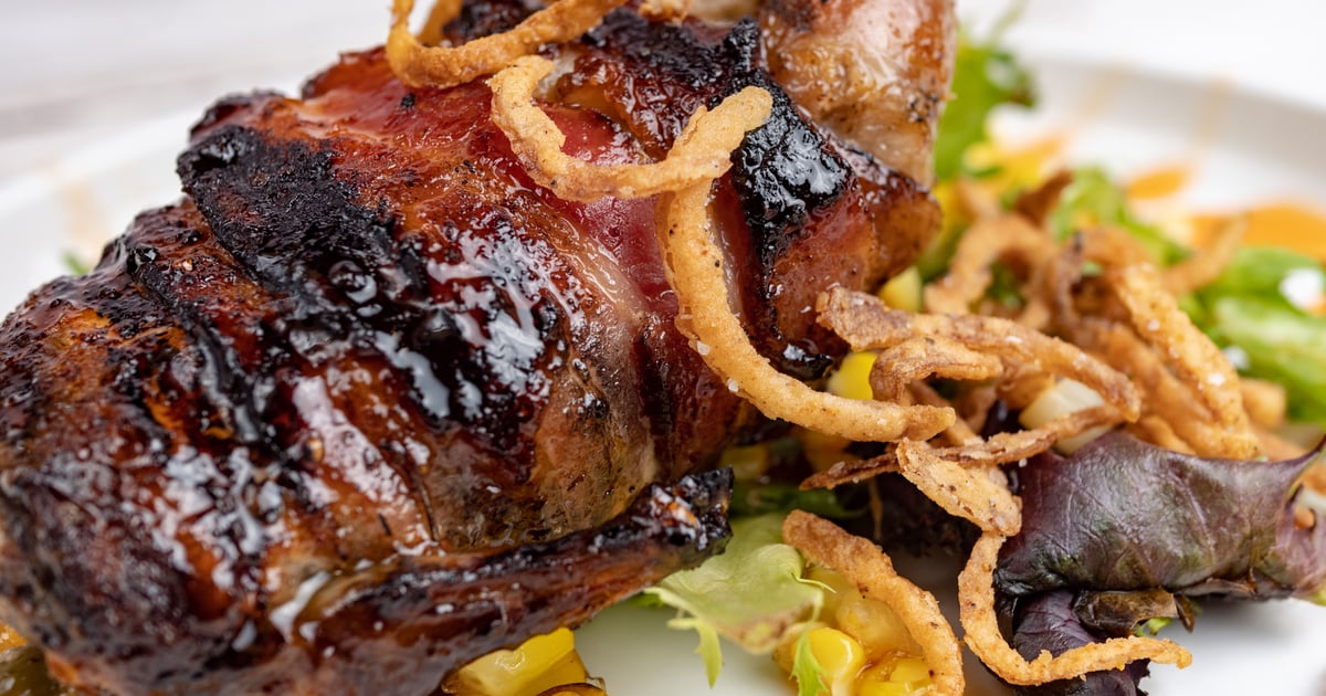 Grilled Bacon Wrapped "Texas Farms" Quail Poppers Dinner Menu Red