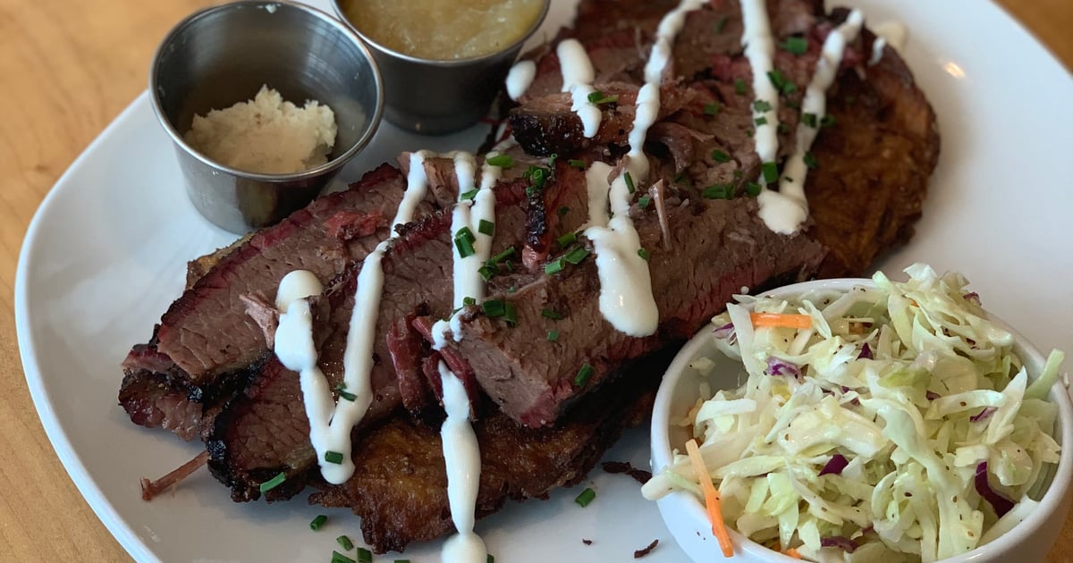 Smoked Meat Latkes Landmark Barbecue Restaurant in Cleveland, OH