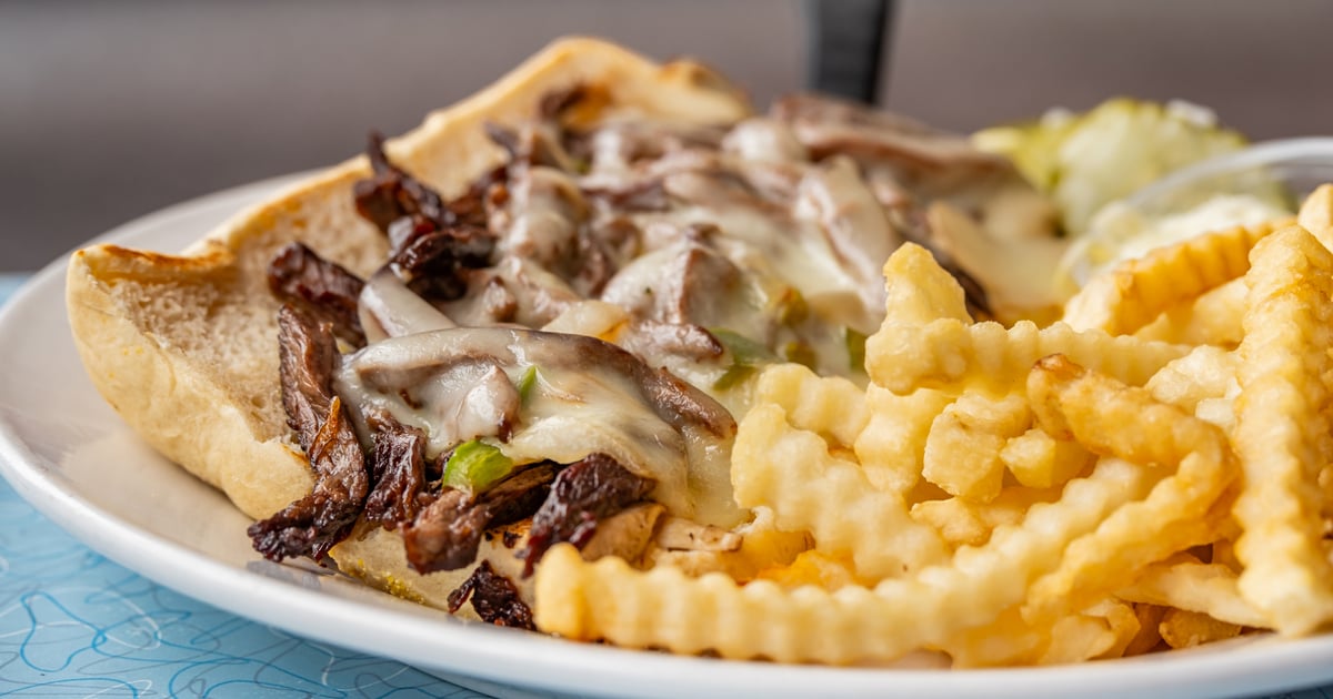 thinly sliced sliced ribeye steak best steak to make philly cheesesteaks Philly Cheese Steak Deluxe White Palace Grill Chicago's Classic 24-Hour  Diner