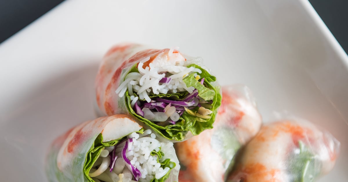 "Shrimp" Spring Rolls Dining Menu The Purple Mint Vegan Bistro