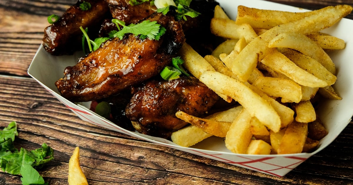 Peach Sriracha Sticky Wings Food Truck Menu Spice the Americas