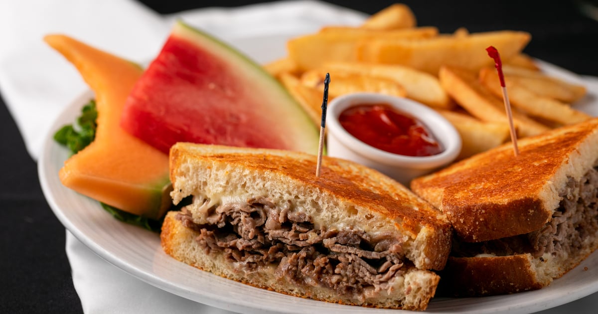 Beef Melt Lunch Mr. V's Bar and Grill Fine Dining Restaurant in
