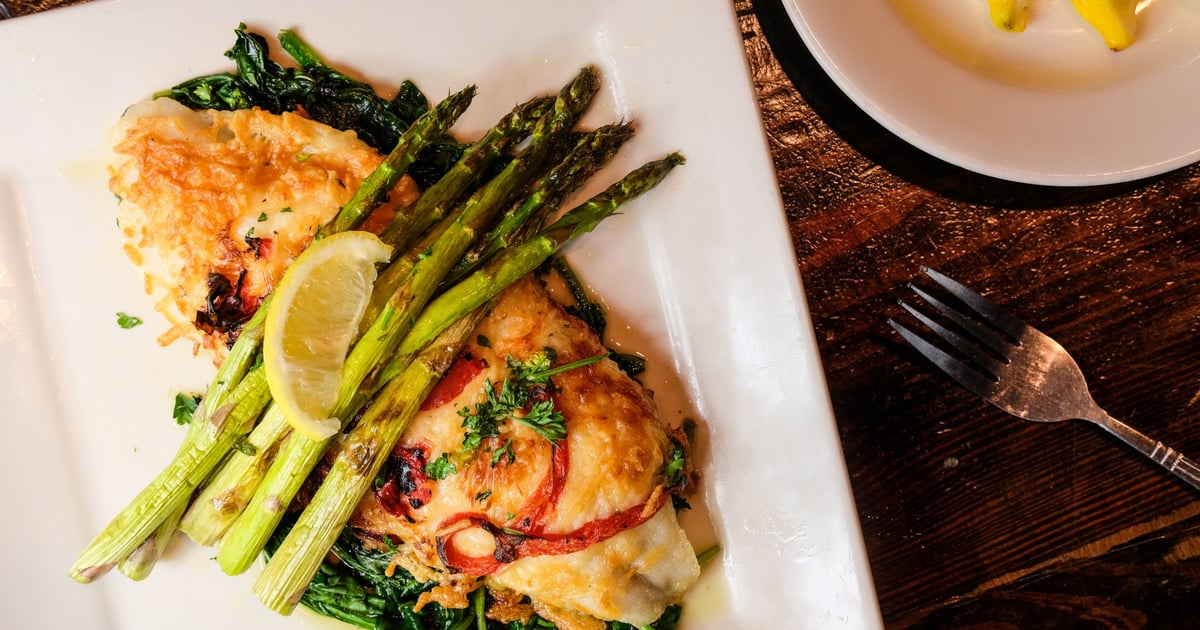 Baked White Fish Platter Food Menu Six Feet Under Pub and Fish