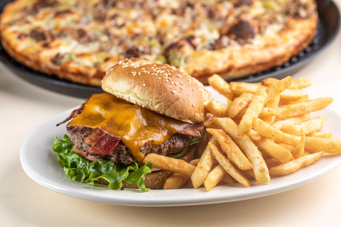 Order Bacon Cheddar Burger food online from Romeos Pizza store, Yarmouth on bringmethat.com