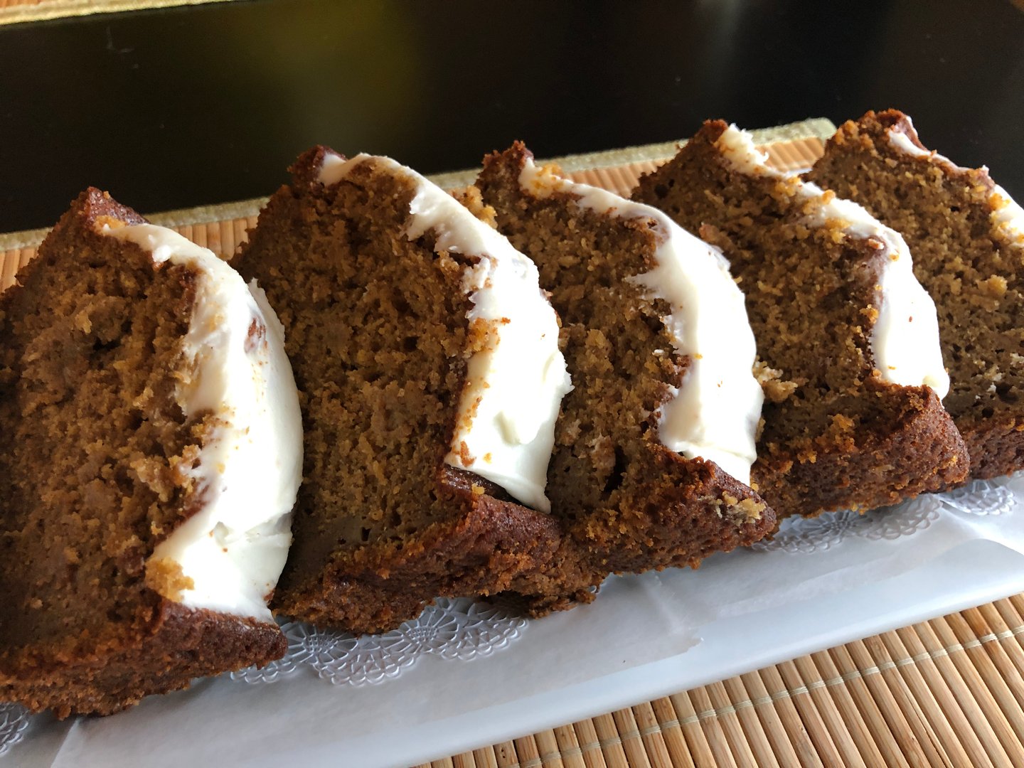 Pumpkin banana bread with buttercream glaze